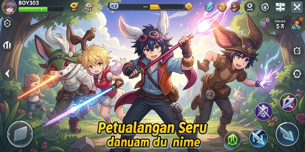 Tampilan gameplay seru di BOY303 yang menampilkan aksi karakter anime.
