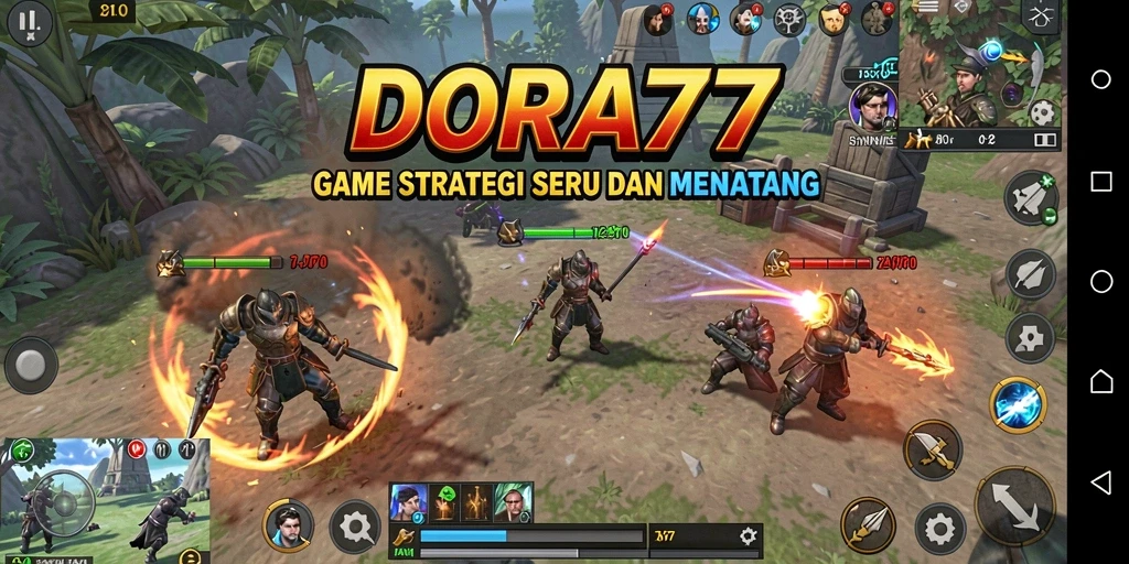 Tampilan gameplay seru DORA77 dengan strategi taktis.
