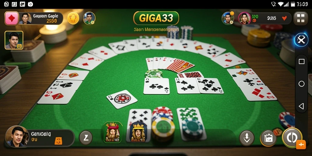 Gameplay GIGA33 yang seru dan interaktif saat bermain Gaple.