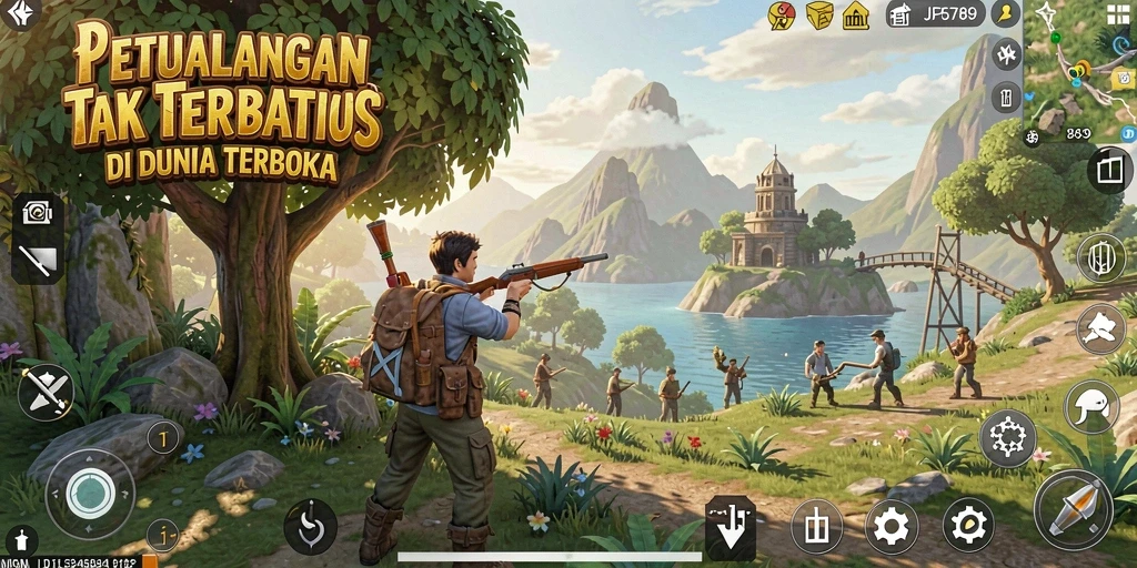 Screenshot gameplay yang menunjukkan kebebasan eksplorasi di dunia Open World.