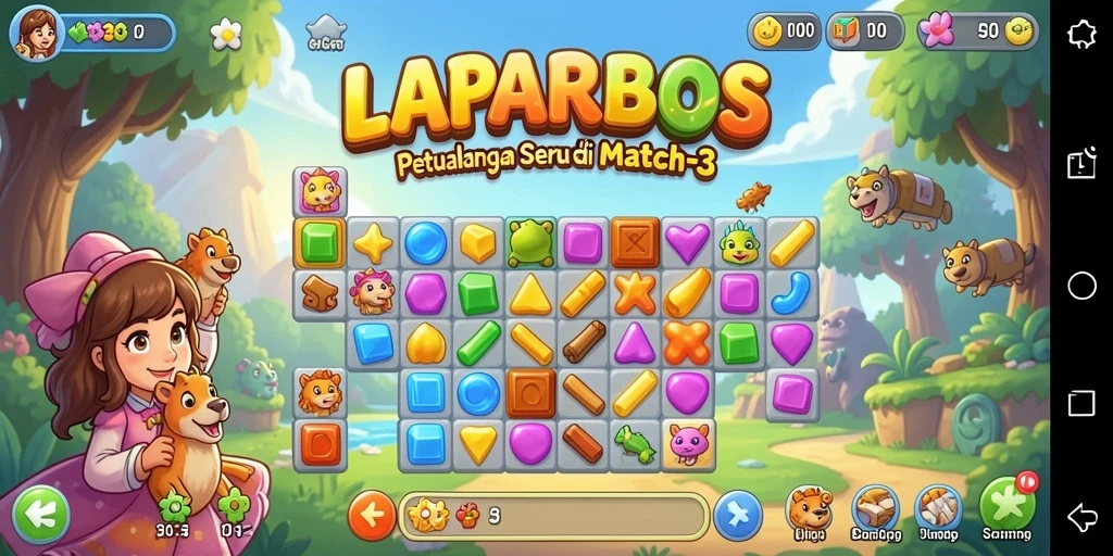 Tampilan menarik dari gameplay LAPARBOS yang penuh warna.