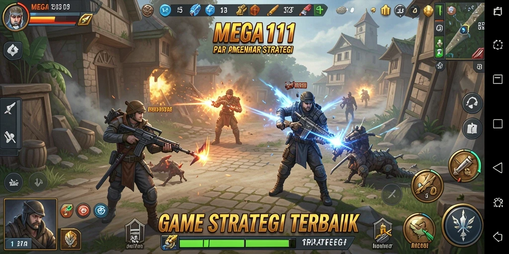 Tangkapan layar MEGA111 menunjukkan aksi strategi yang mendebarkan.