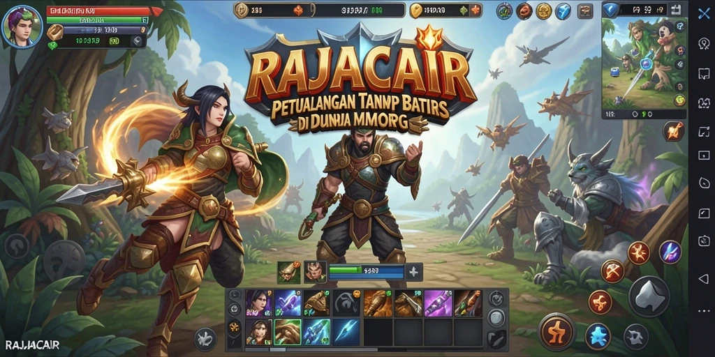 Tampilan gameplay epik RAJACAIR dengan pertarungan seru.