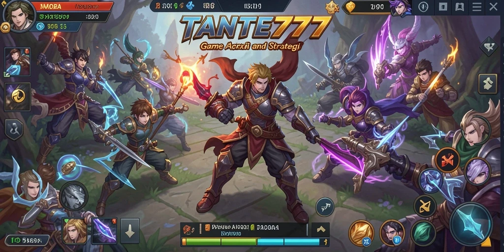 Tangkapan layar dari gameplay seru TANTE777 dalam pertempuran MOBA.